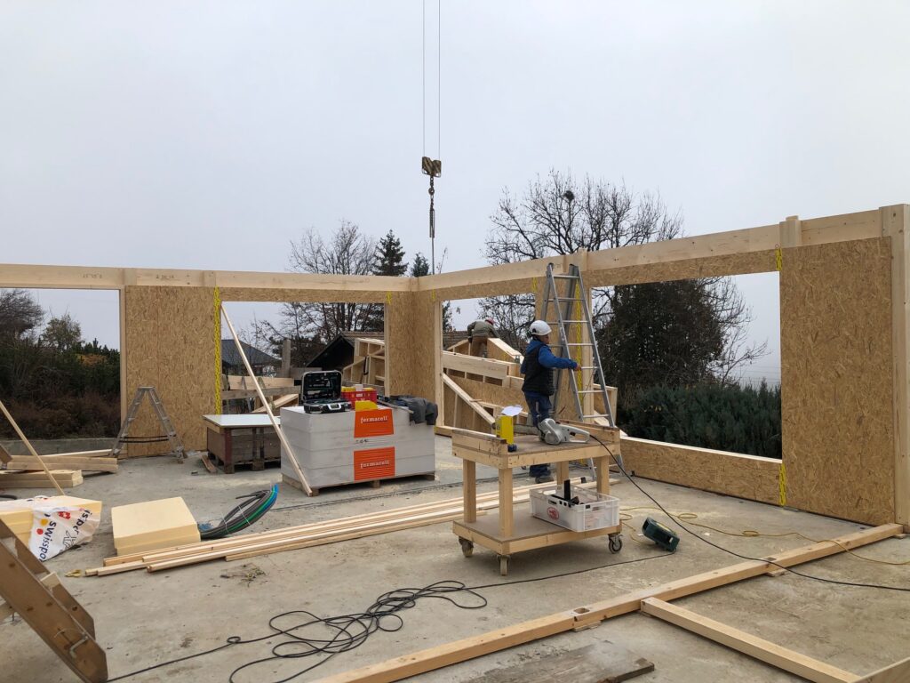 Montage de mur ossature bois
